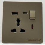 Modern single wall socket with built-in USB-A and USB-C ports