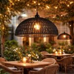 large black woven pendant light