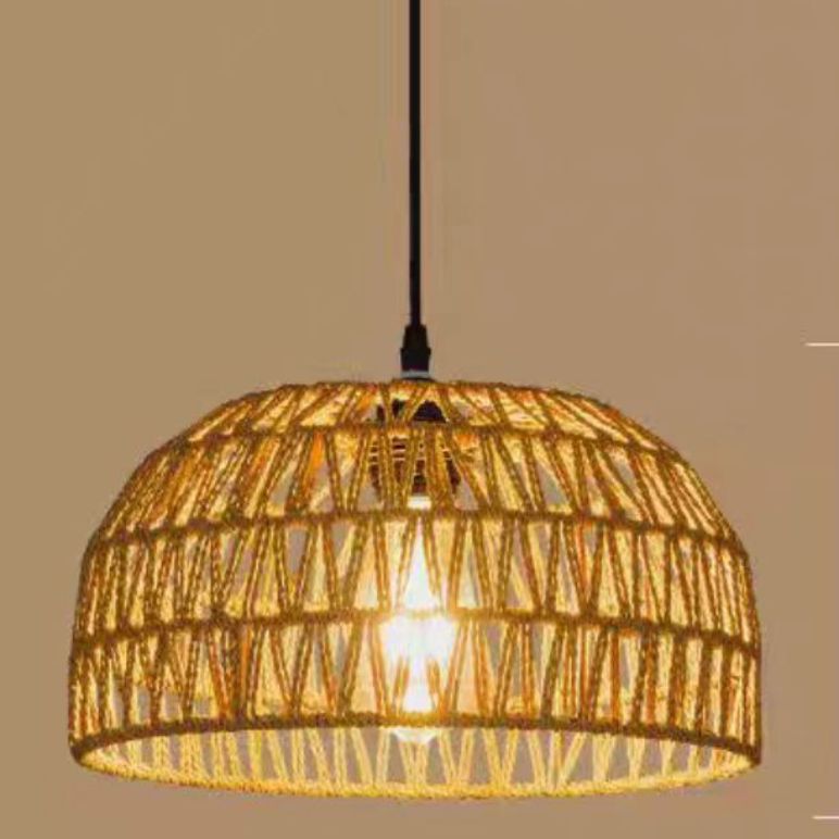 Boho Rattan Pendant Light – Elegant Woven Hanging Lamp for Dining, Living Room & Café Decor